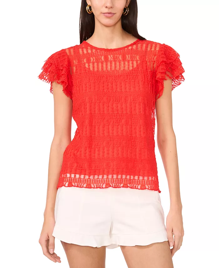 Женский топ с кружевными рюшами на рукавах Vince Camuto, красный
Женский топ с кружевными рюшами на рукавах Vince Camuto, красный