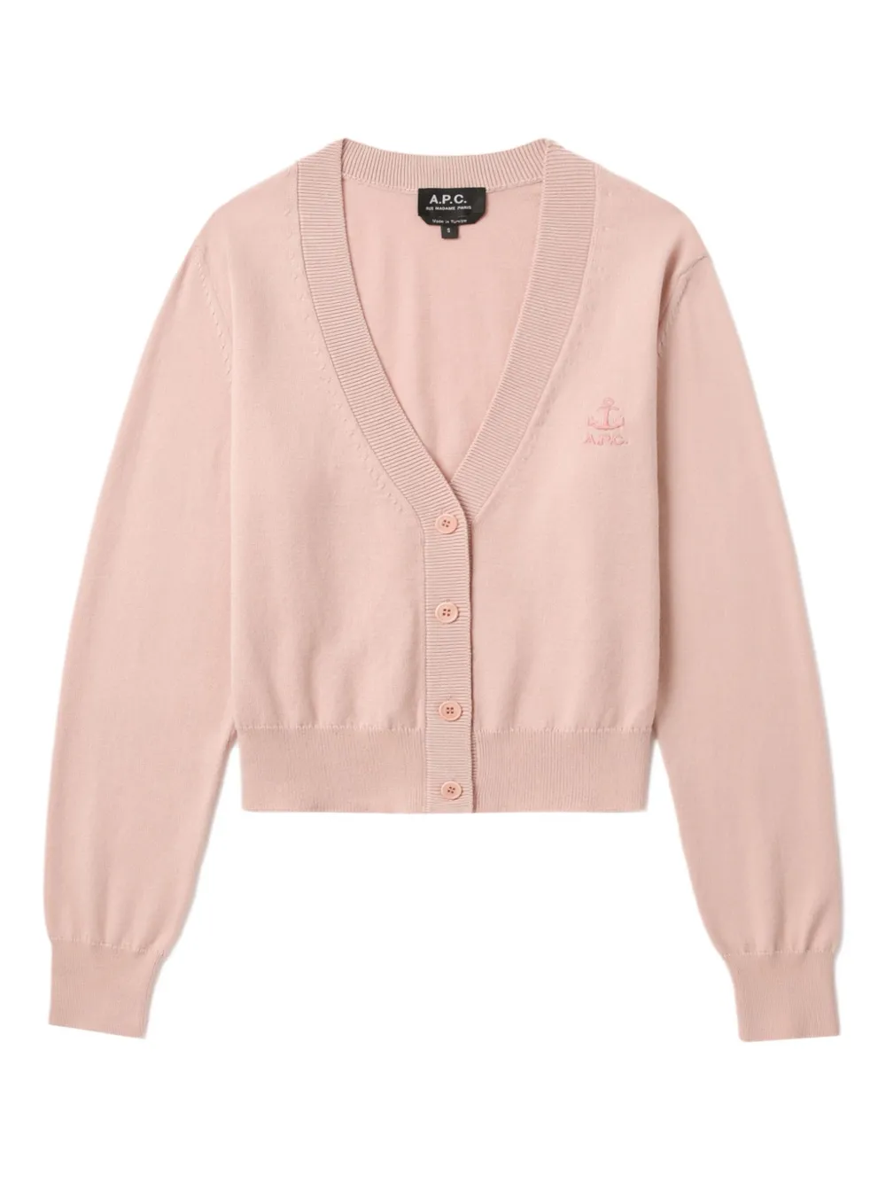 Кардиган с V-образным вырезом и вышивкой A.P.C., розовый
Кардиган с V-образным вырезом и вышивкой A.P.C., розовый