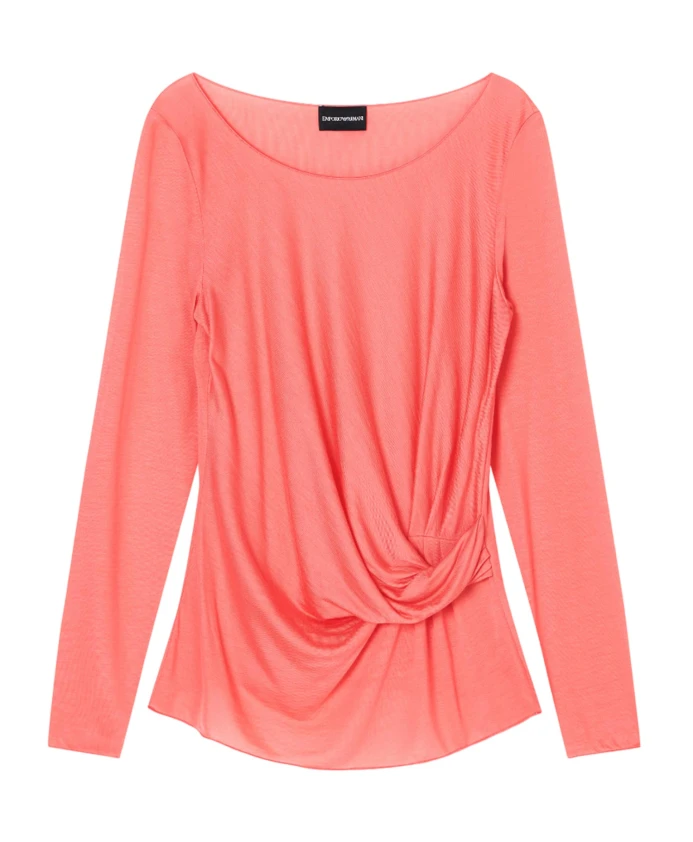 Трикотажная рубашка с круглым вырезом и длинными рукавами, с драпировкой. Emporio Armani, красный
Трикотажная рубашка с круглым вырезом и длинными рукавами, с драпировкой. Emporio Armani, красный