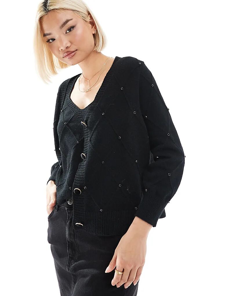 Комплект кардигана и укороченного топа Lovedrobe Diamante черного цвета
Комплект кардигана и укороченного топа Lovedrobe Diamante черного цвета
