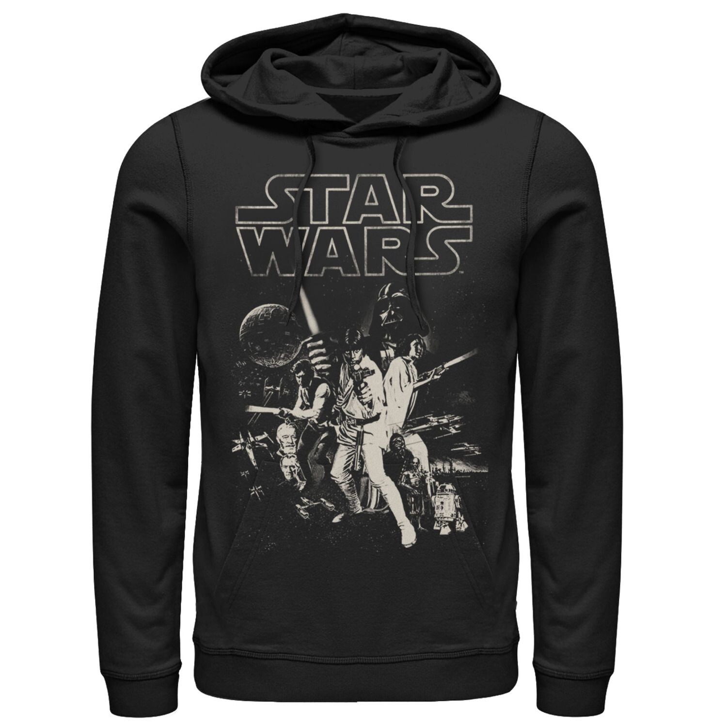 Мужской пуловер с капюшоном и графическим логотипом в винтажном стиле, групповой снимок Star Wars
Мужской пуловер с капюшоном и графическим логотипом в винтажном стиле, групповой снимок Star Wars