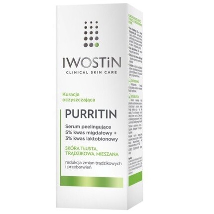 Отшелушивающая сыворотка Purritin - 30 мл с аха, бха, миндальной и лактобионовой кислотами Iwostin
Отшелушивающая сыворотка Purritin - 30 мл с аха, бха, миндальной и лактобионовой кислотами Iwostin