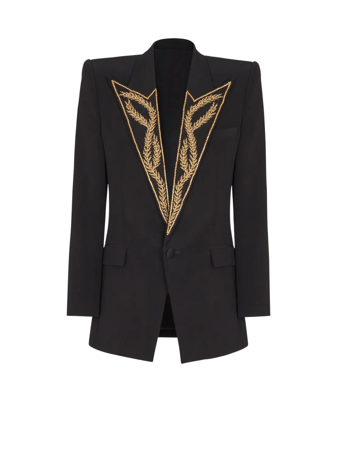 Жакет на одной пуговице с вышитым воротником Balmain, черный
Жакет на одной пуговице с вышитым воротником Balmain, черный