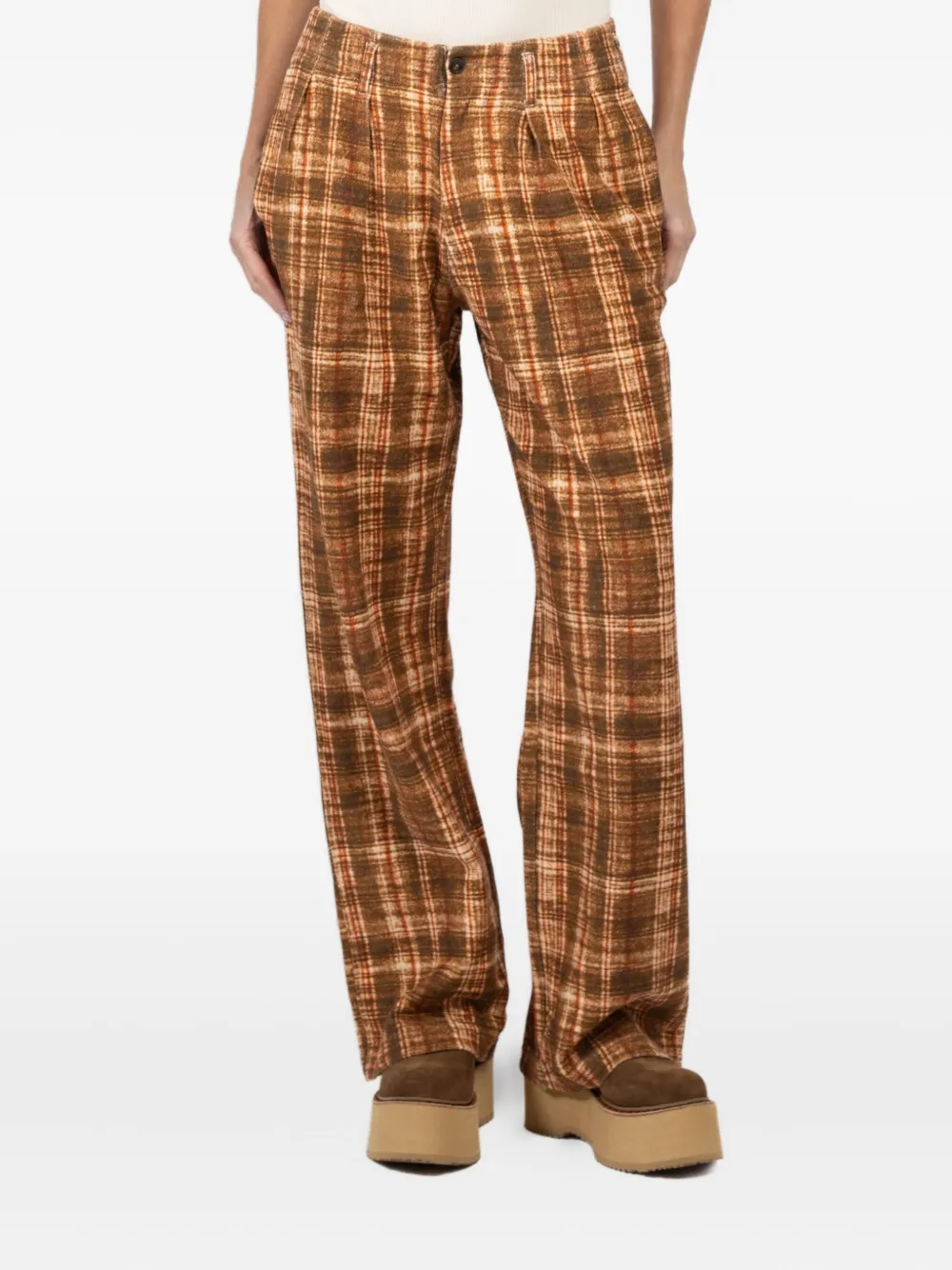 Плиссированные клетчатые брюки R13, коричневый
Плиссированные клетчатые брюки R13, коричневый