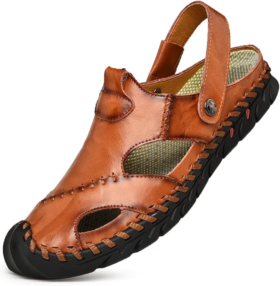 Мужские сандалии Dabbqis из кожи с закрытым носком, для улицы и пляжа, летние, противоскользящие, Brown-2
Мужские сандалии Dabbqis из кожи с закрытым носком, для улицы и пляжа, летние, противоскользящие, Brown-2