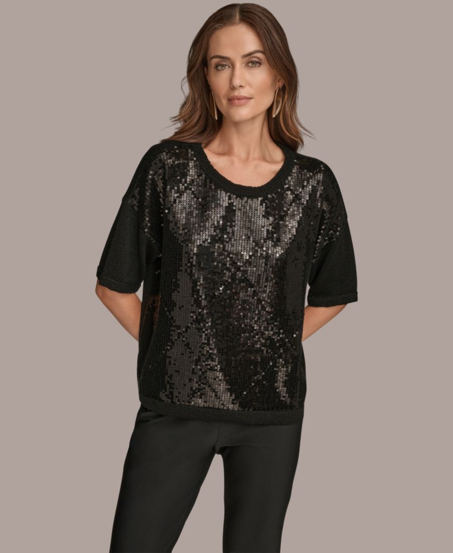 Женский свитер с коротким рукавом и пайетками Donna Karan New York, Black
Женский свитер с коротким рукавом и пайетками Donna Karan New York, Black