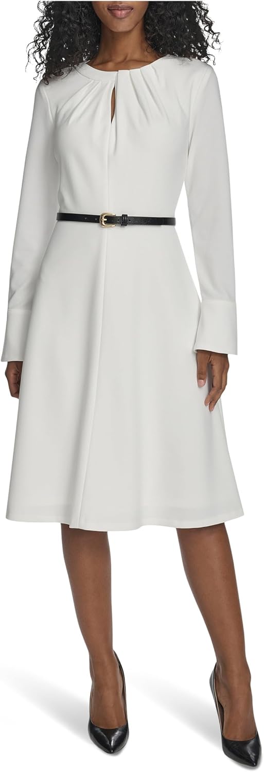Женское платье Calvin Klein из крепа-скуба с длинными рукавами, вырезом-замочной скважиной и поясом, А-силуэта длиной до колена, Cream
Женское платье Calvin Klein из крепа-скуба с длинными рукавами, вырезом-замочной скважиной и поясом, А-силуэта длиной до колена, Cream