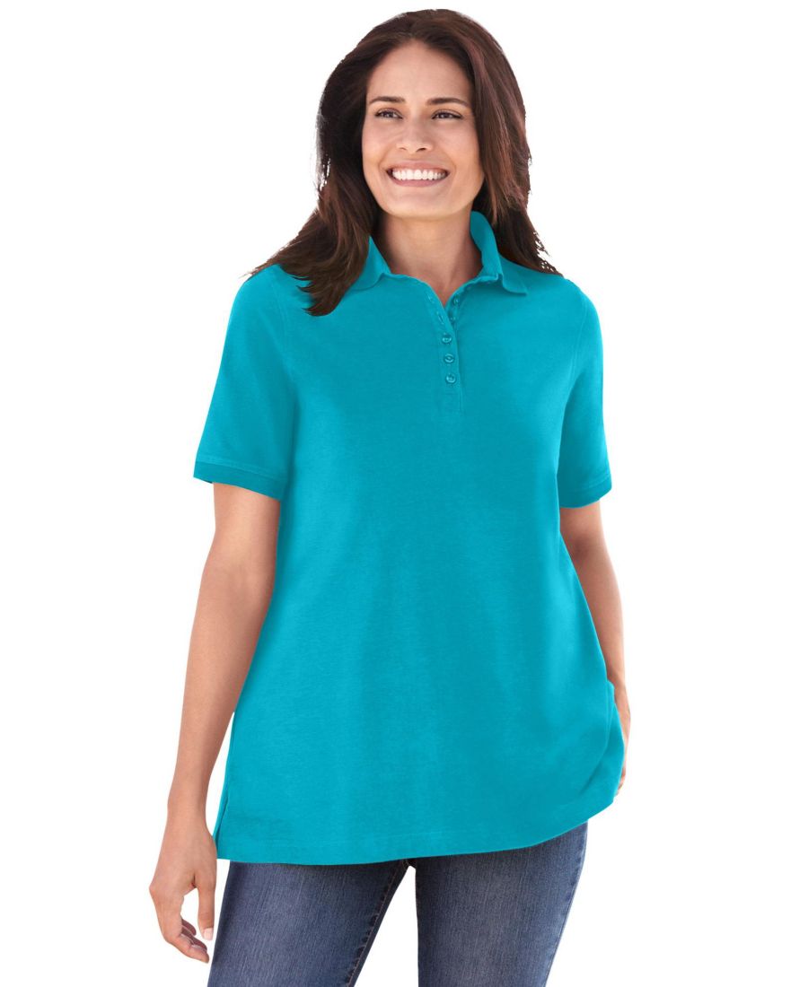 Женская поло-рубашка больших размеров с коротким рукавом Woman Within, Pretty turquoise
Женская поло-рубашка больших размеров с коротким рукавом Woman Within, Pretty turquoise