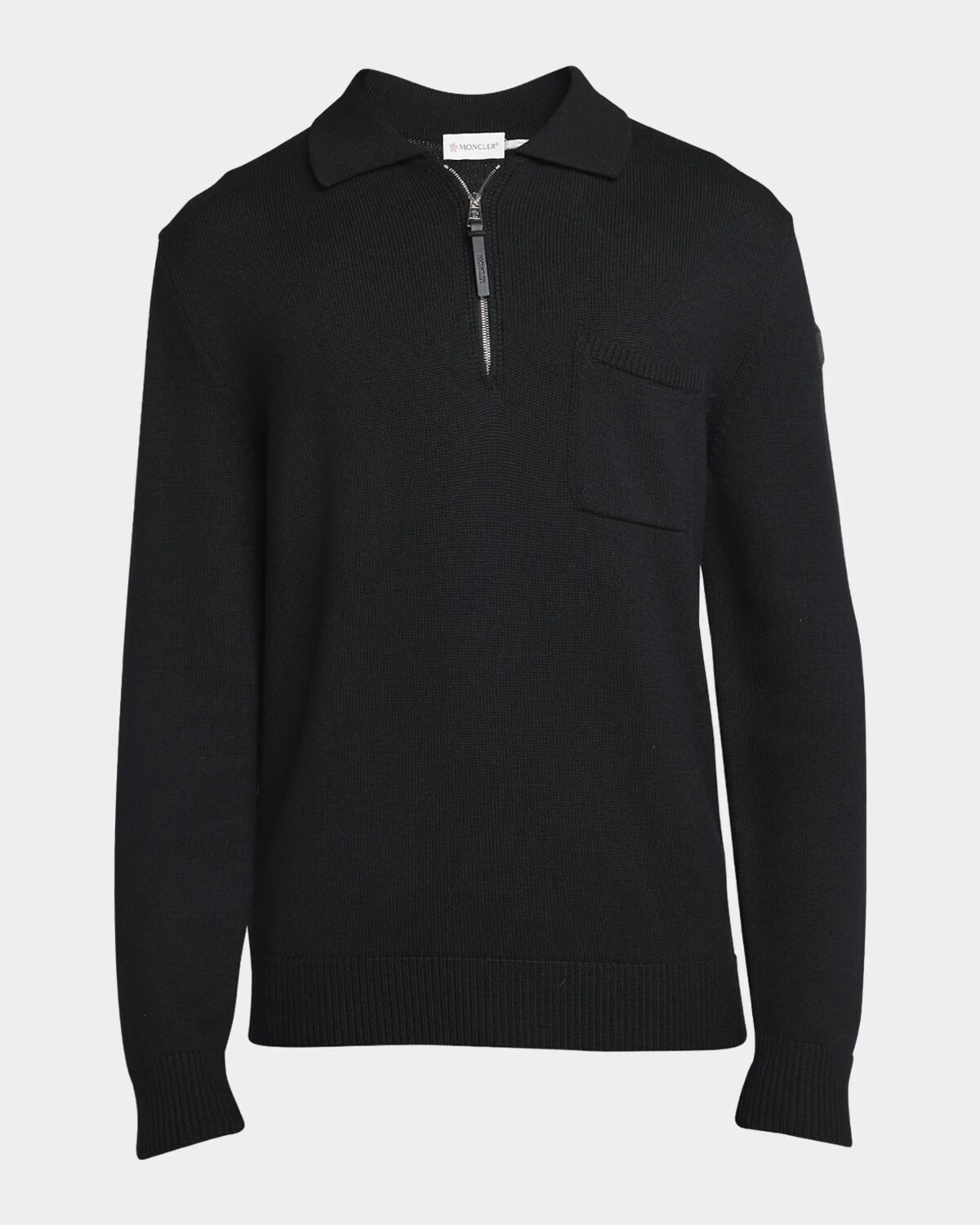 Мужской свитер-поло на молнии с длинными рукавами Moncler, черный
Мужской свитер-поло на молнии с длинными рукавами Moncler, черный