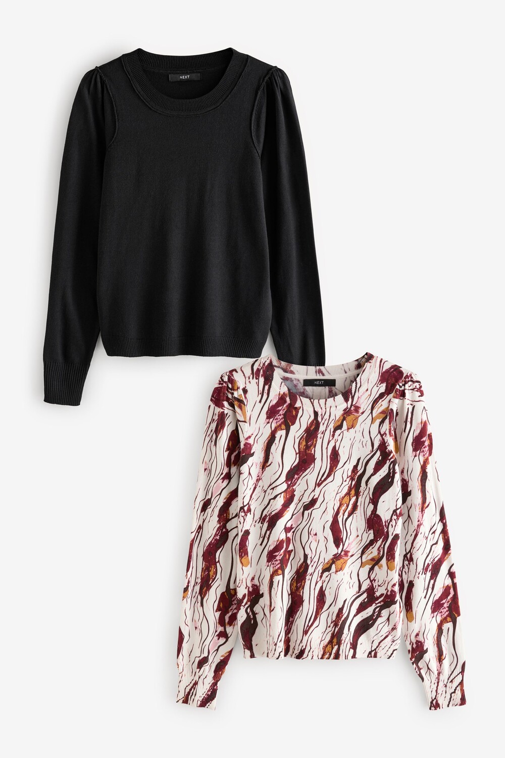 Джемпер с круглым вырезом и длинными рукавами, 2 шт в упаковке Next, черный 
Джемпер с круглым вырезом и длинными рукавами, 2 шт в упаковке Next, черный