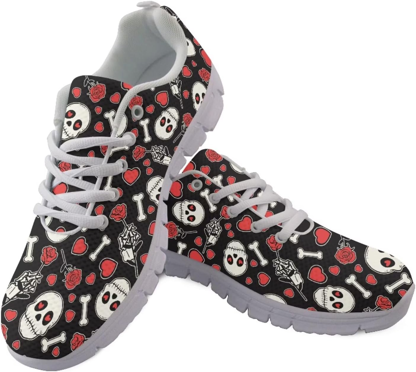 Кроссовки для бега Jeiento унисекс для взрослых с узором черепа, шнуровкой, легкие дышащие сетчатые спортивные кроссовки для спортзала, Red Rose Skeleton
Кроссовки для бега Jeiento унисекс для взрослых с узором черепа, шнуровкой, легкие дышащие сетчатые спортивные кроссовки для спортзала, Red Rose Skeleton