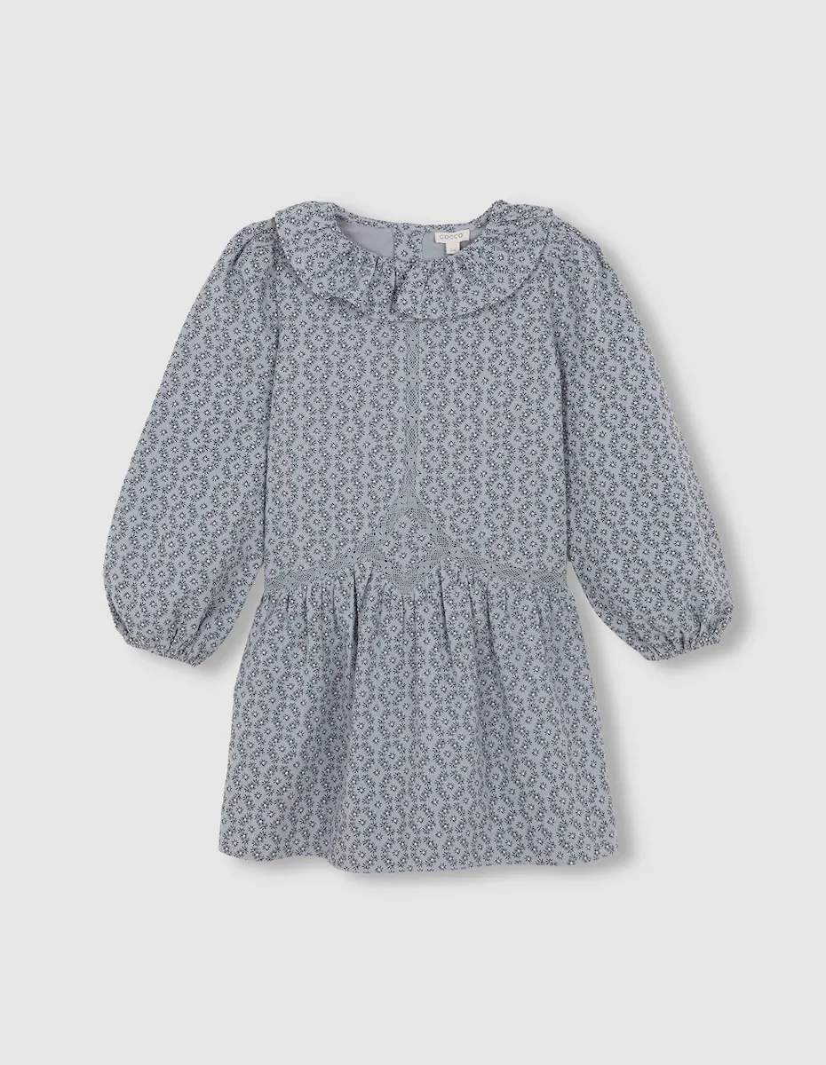 Синее платье с цветами для девочки Gocco, синий 
Синее платье с цветами для девочки Gocco, синий