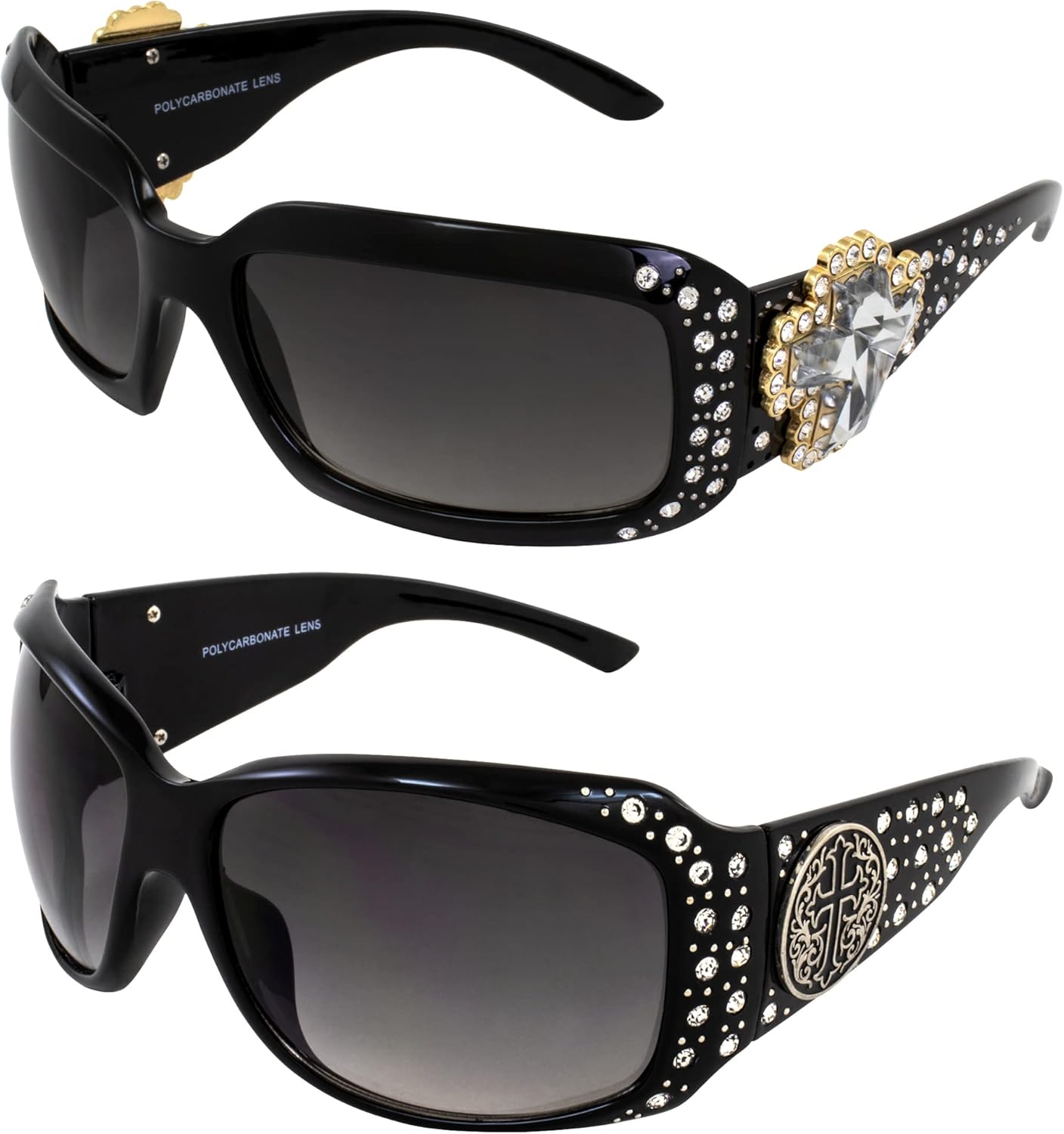 Солнцезащитные очки Rodeo Queen (2 пары) для женщин. Модные и стильные. Черная оправа с металлическим крестообразным элементом, стразами и линзами с дымчатым градиентом, Black-smoke
Солнцезащитные очки Rodeo Queen (2 пары) для женщин. Модные и стильные. Черная оправа с металлическим крестообразным элементом, стразами и линзами с дымчатым градиентом, Black-smoke