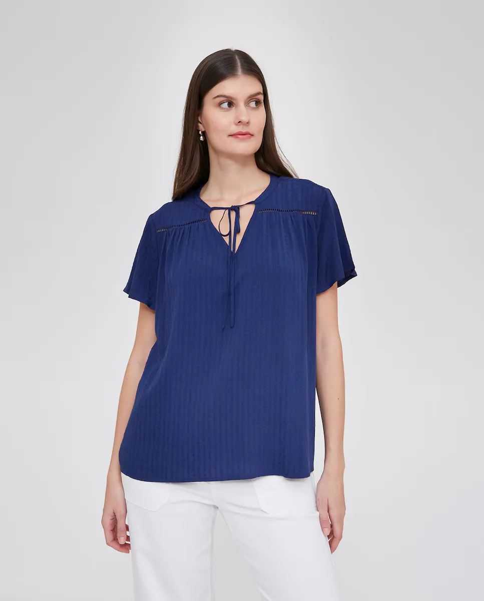 Женская блуза с V-образным вырезом и вставкой энтредо October, темно-синий
Женская блуза с V-образным вырезом и вставкой энтредо October, темно-синий