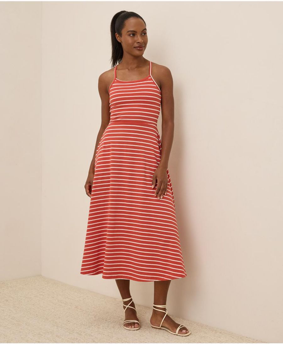 Женское короткое платье-миди из органического хлопка, приталенного силуэта с расклешенной юбкой Pact, Daytripper stripe
Женское короткое платье-миди из органического хлопка, приталенного силуэта с расклешенной юбкой Pact, Daytripper stripe