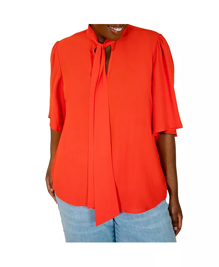 Женская блузка с бантом и расклешенными рукавами ELOQUII, красный
Женская блузка с бантом и расклешенными рукавами ELOQUII, красный