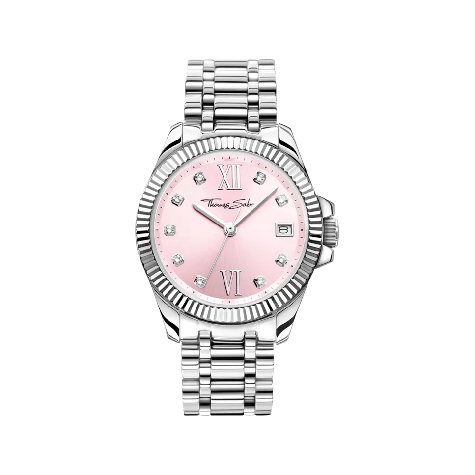 Женские часы Divine Pink из серебристой стали с розовым циферблатом Thomas Sabo, серебряный 
Женские часы Divine Pink из серебристой стали с розовым циферблатом Thomas Sabo, серебряный