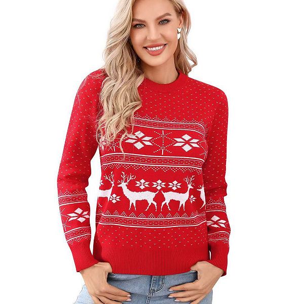 Женский рождественский свитер с длинным рукавом и снежинками Clearflower
Женский рождественский свитер с длинным рукавом и снежинками Clearflower
