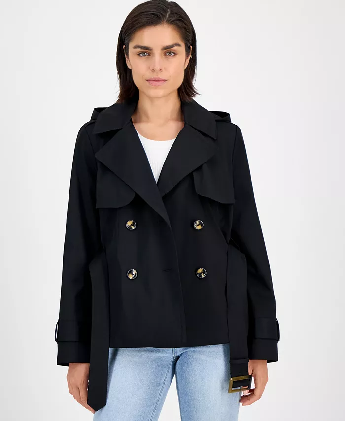 Женский двубортный тренчкот с поясом London Fog, черный
Женский двубортный тренчкот с поясом London Fog, черный