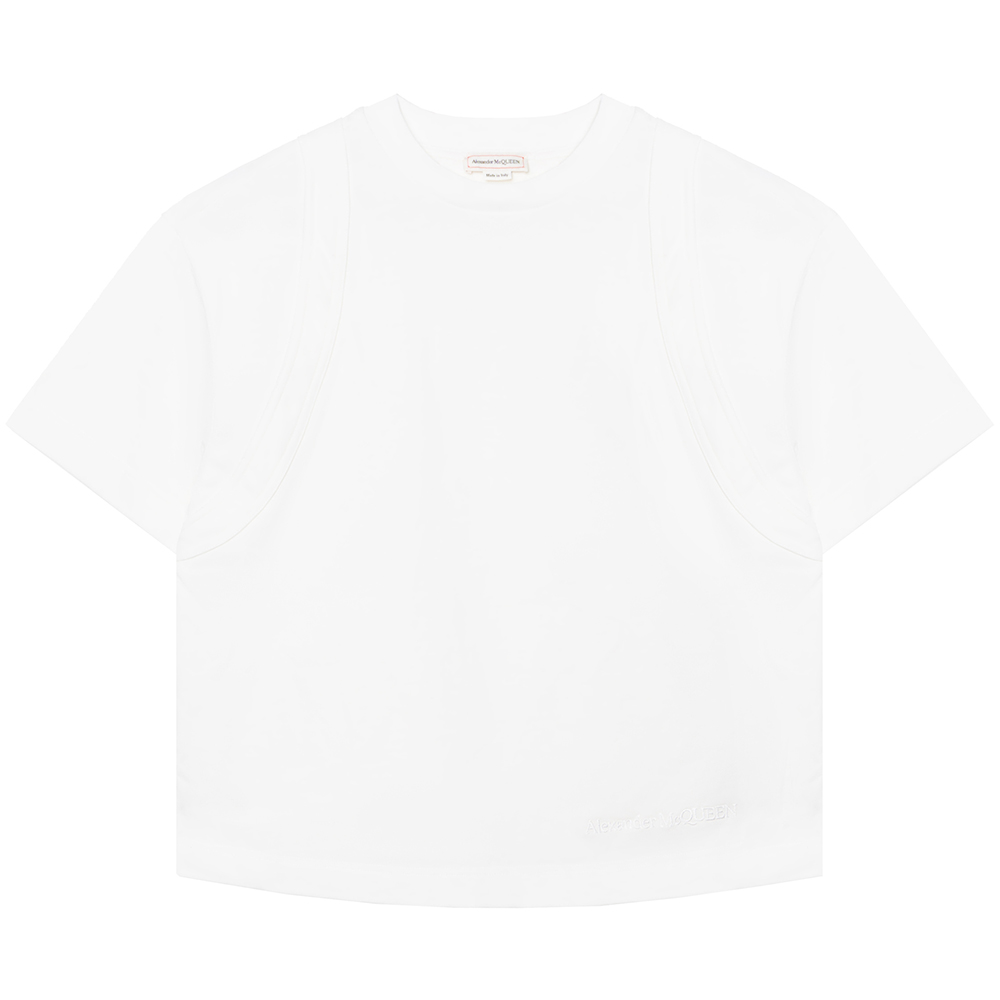 Футболка с декоративными швами Alexander McQueen, белая
Футболка с декоративными швами Alexander McQueen, белая