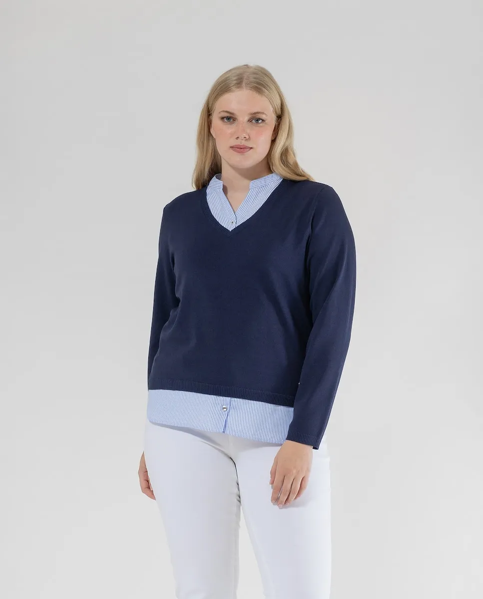 Женский свитер с эффектом 2 в 1 October, тёмно-синий
Женский свитер с эффектом 2 в 1 October, тёмно-синий