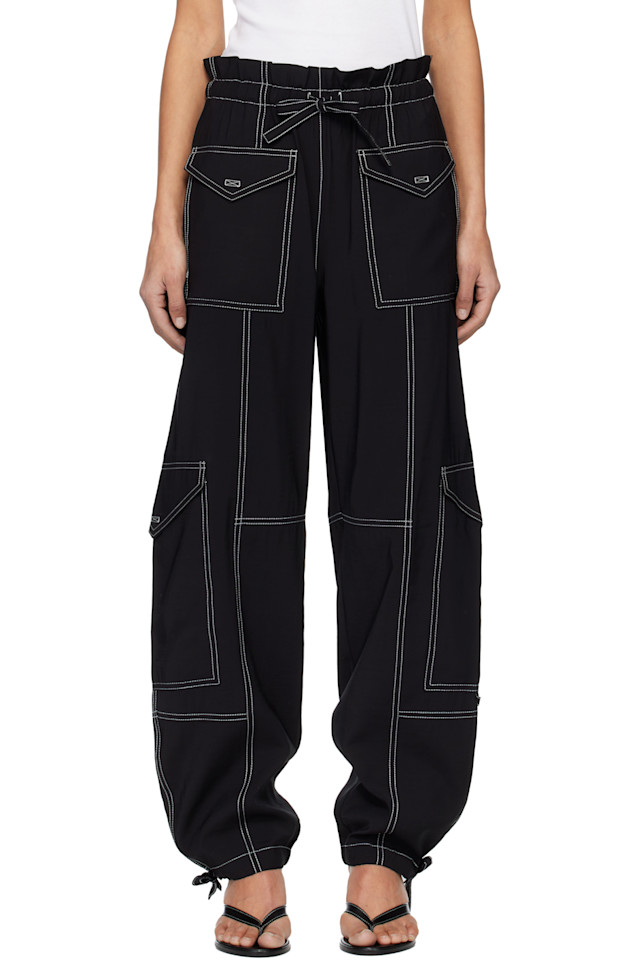 Брюки с карманами из легкой фактурной ткани Ganni, черный
Брюки с карманами из легкой фактурной ткани Ganni, черный