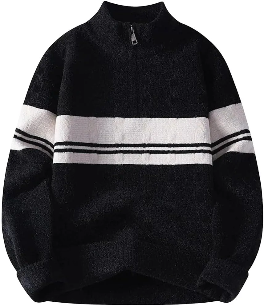 Мужской вязаный свитер-полузип с воротником стойкой, утепленный кардиган
Мужской вязаный свитер-полузип с воротником стойкой, утепленный кардиган