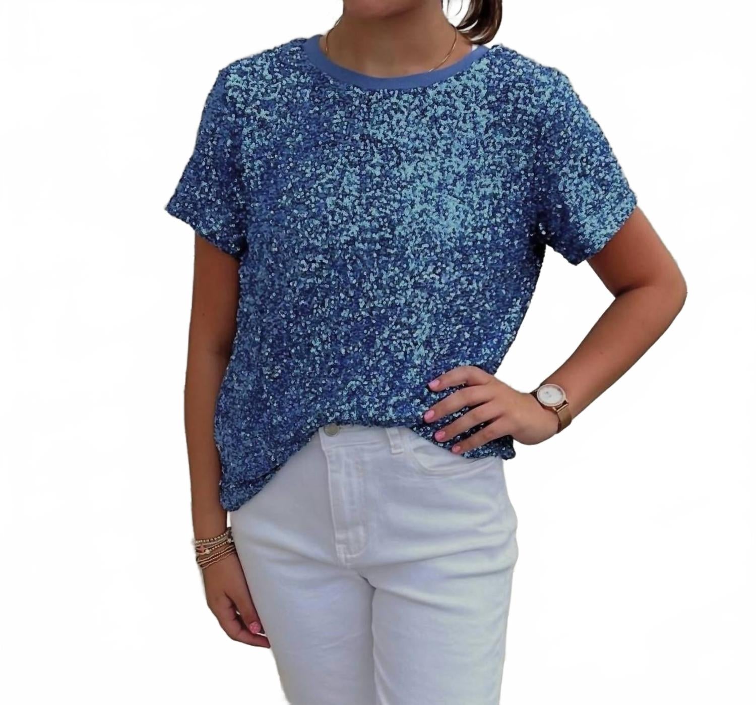 Голубая рубашка с пайетками Insight
Голубая рубашка с пайетками Insight