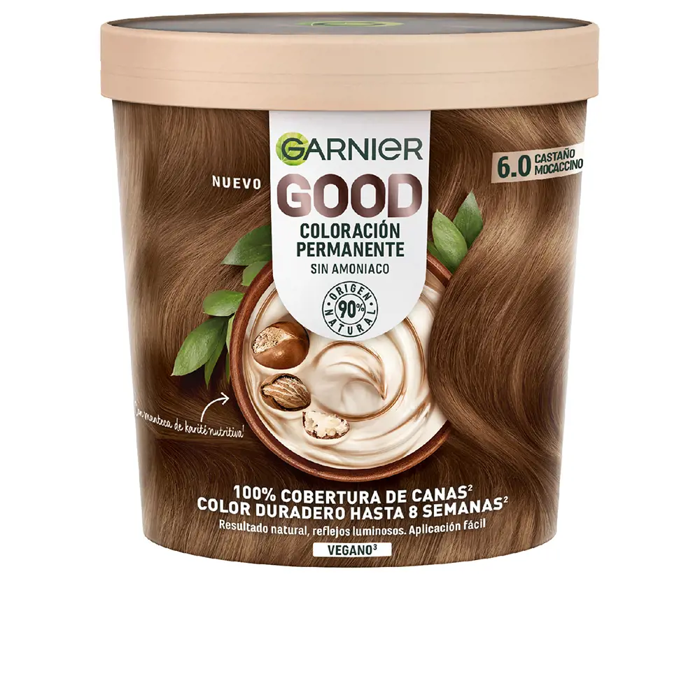 Краска для волос Good coloración permanente Garnier, цвет 6.0 castaño mocaccino, 217 мл.
Краска для волос Good coloración permanente Garnier, цвет 6.0 castaño mocaccino, 217 мл.