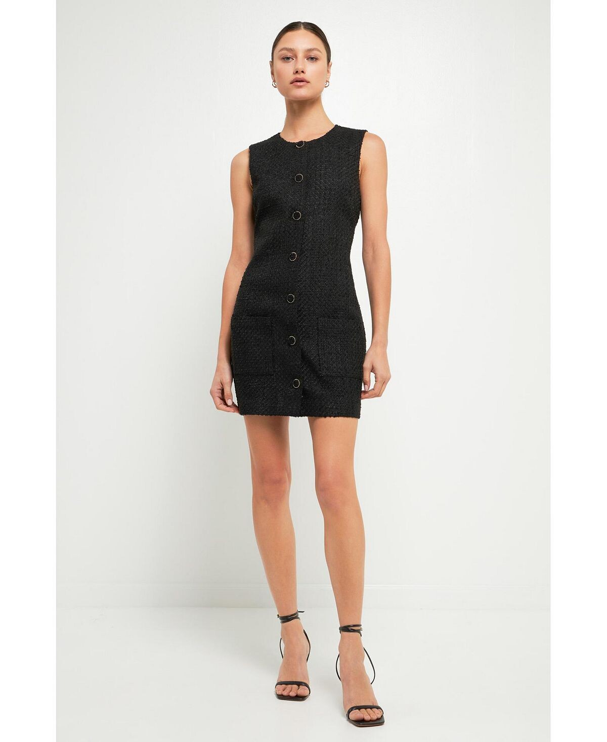Женское твидовое платье-футляр без рукавов endless rose, черный
Женское твидовое платье-футляр без рукавов endless rose, черный