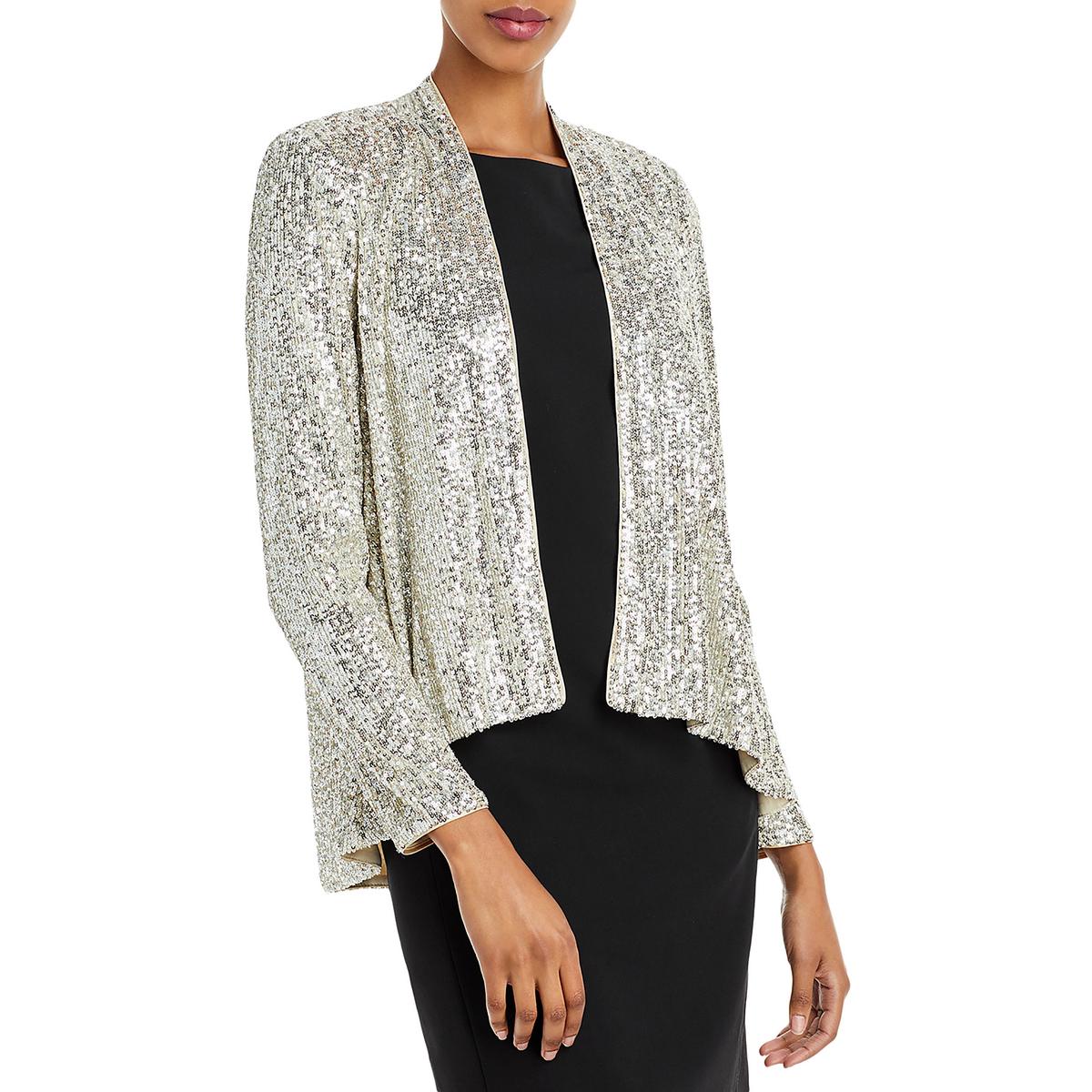 Женский блейзер без воротника с пайетками Eliza J, серебряный
Женский блейзер без воротника с пайетками Eliza J, серебряный