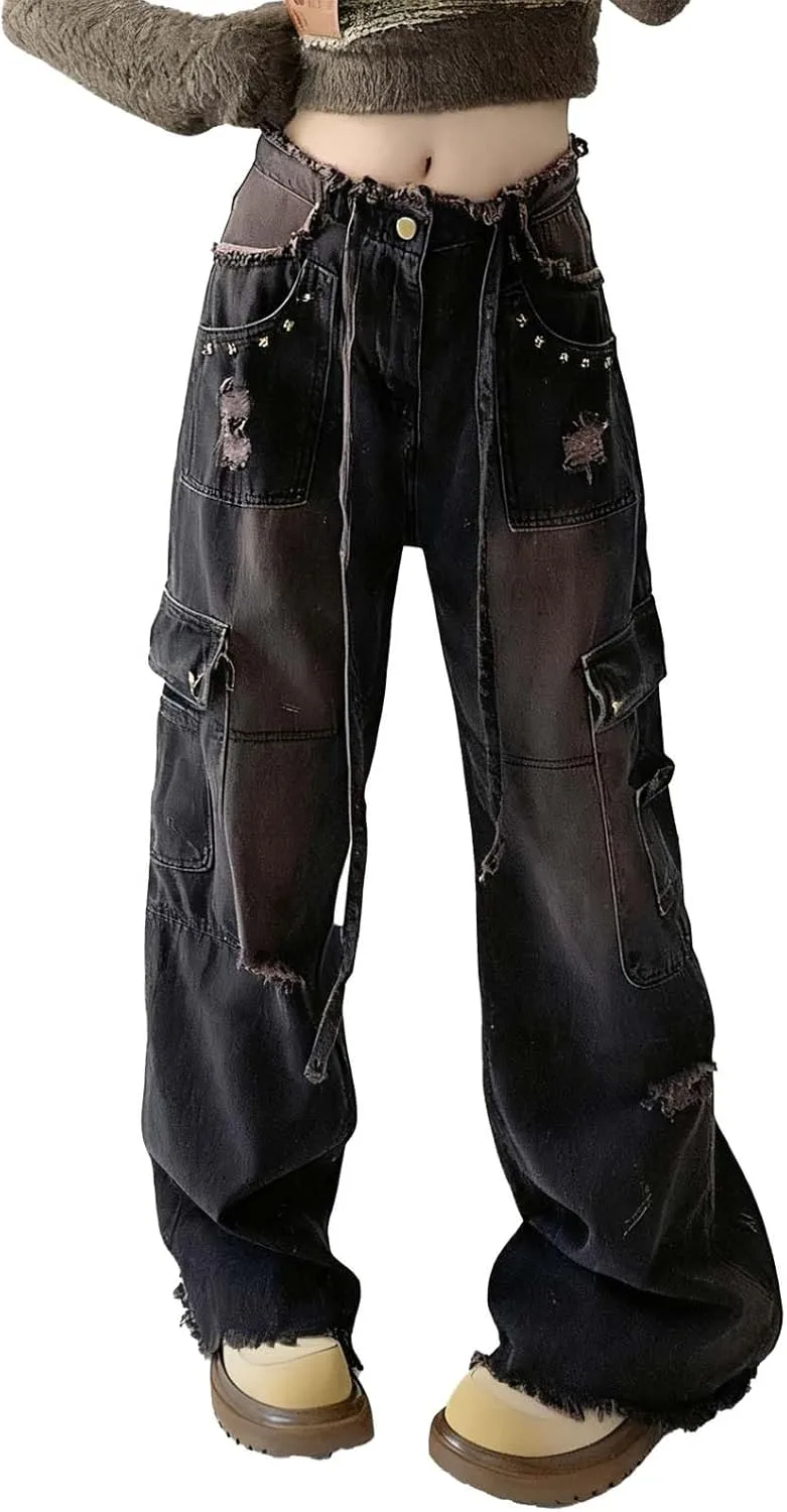 Мешковатые рваные карго-джинсы для женщин Y2K с множеством карманов LUUTWAL
Мешковатые рваные карго-джинсы для женщин Y2K с множеством карманов LUUTWAL