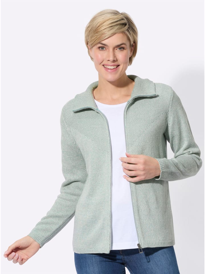 Кардиган цвета лайм-мята-светло-серый меланж WITT WEIDEN
Кардиган цвета лайм-мята-светло-серый меланж WITT WEIDEN