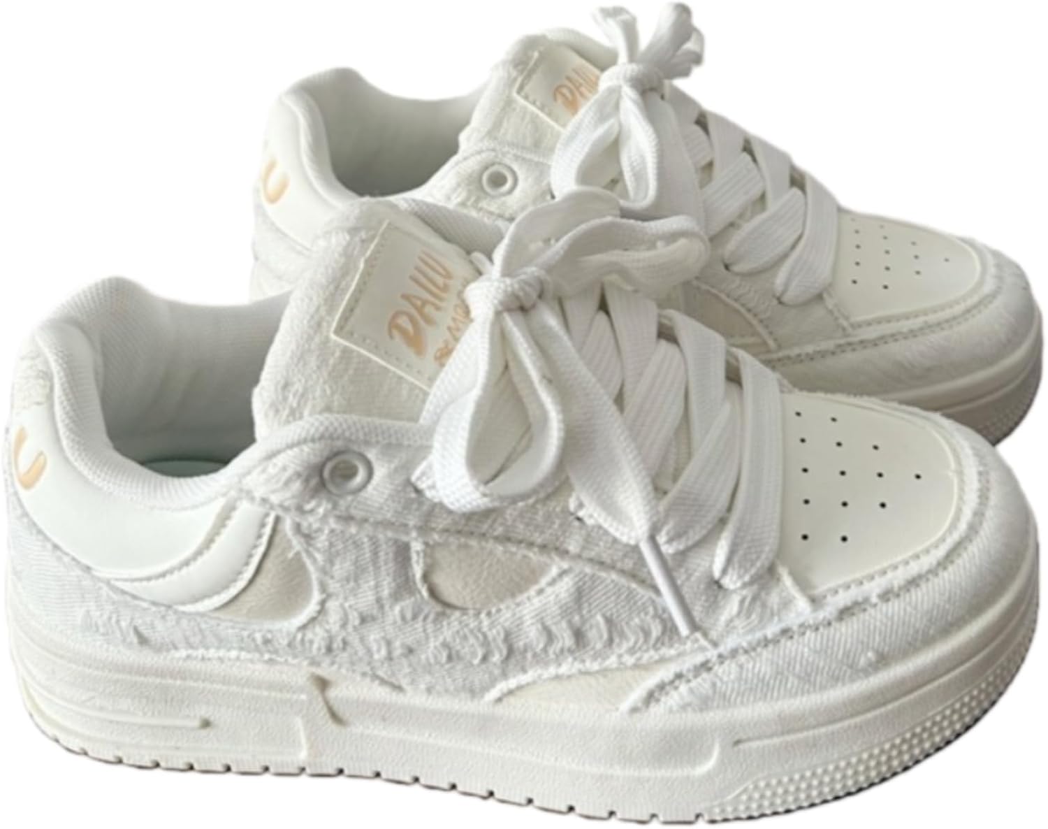 Кроссовки ZQW с потертым денимом для женщин и мужчин, круглый носок, массивная платформа, на шнуровке, дышащие, широкий размер, повседневные кроссовки для улицы, школы, прогулок и свиданий, белый
Кроссовки ZQW с потертым денимом для женщин и мужчин, круглый носок, массивная платформа, на шнуровке, дышащие, широкий размер, повседневные кроссовки для улицы, школы, прогулок и свиданий, белый