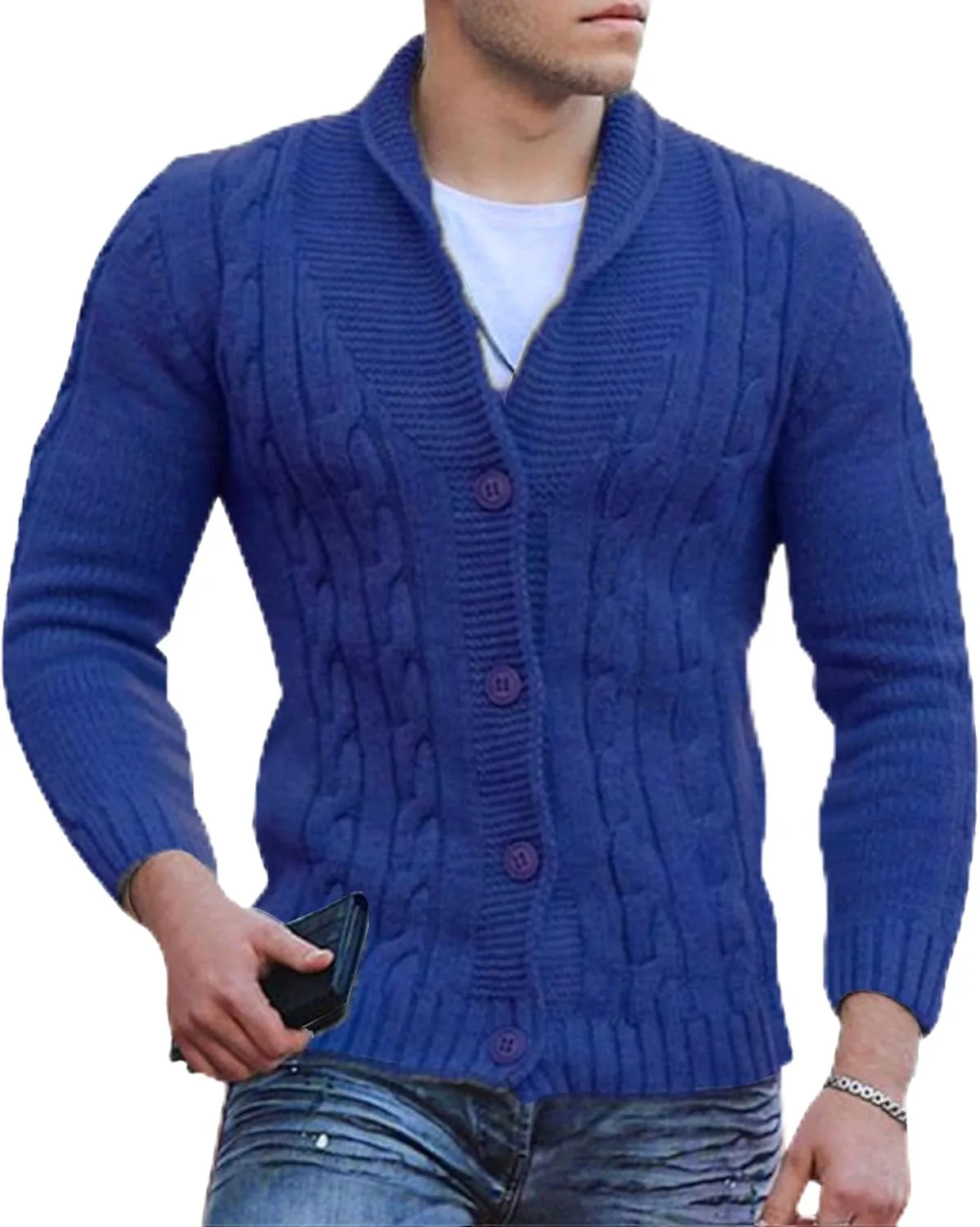 Мужской кардиган slim fit, вязаный, на пуговицах QOAAIE
Мужской кардиган slim fit, вязаный, на пуговицах QOAAIE