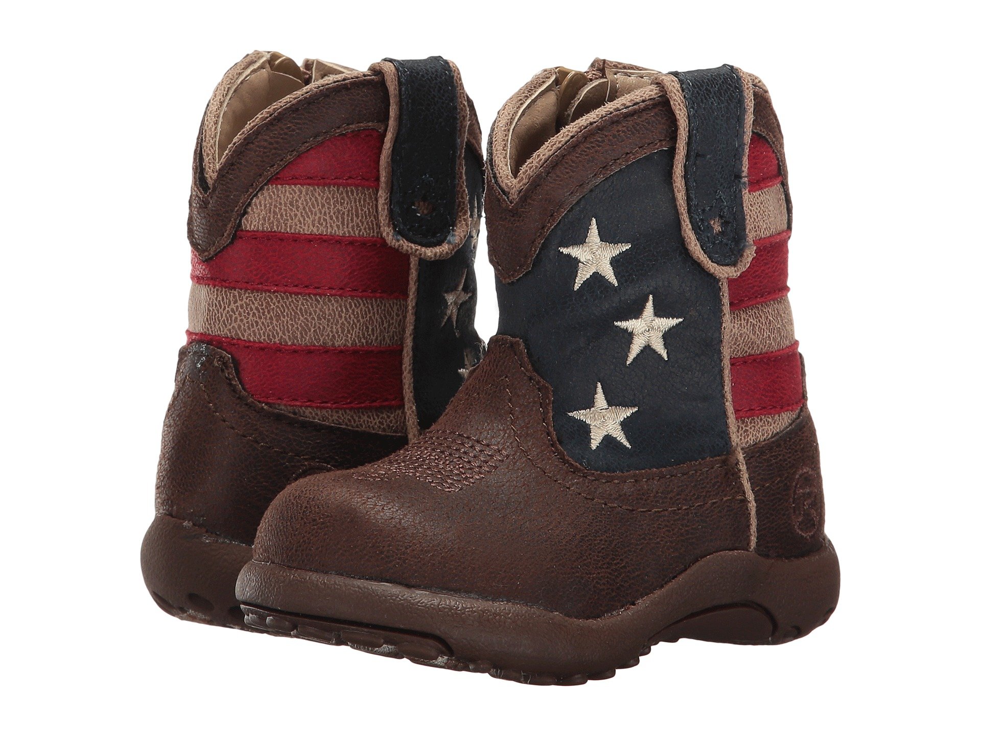Ботинки Roper Kids American Patriot, Brown Faux Leather Vamp Stars & Stripes Shaft 
Ботинки Roper Kids American Patriot, Brown Faux Leather Vamp Stars & Stripes Shaft