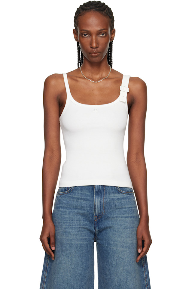 Courrèges Белая майка-топ в рубчик в стиле 90-х с пряжкой
Courrèges Белая майка-топ в рубчик в стиле 90-х с пряжкой