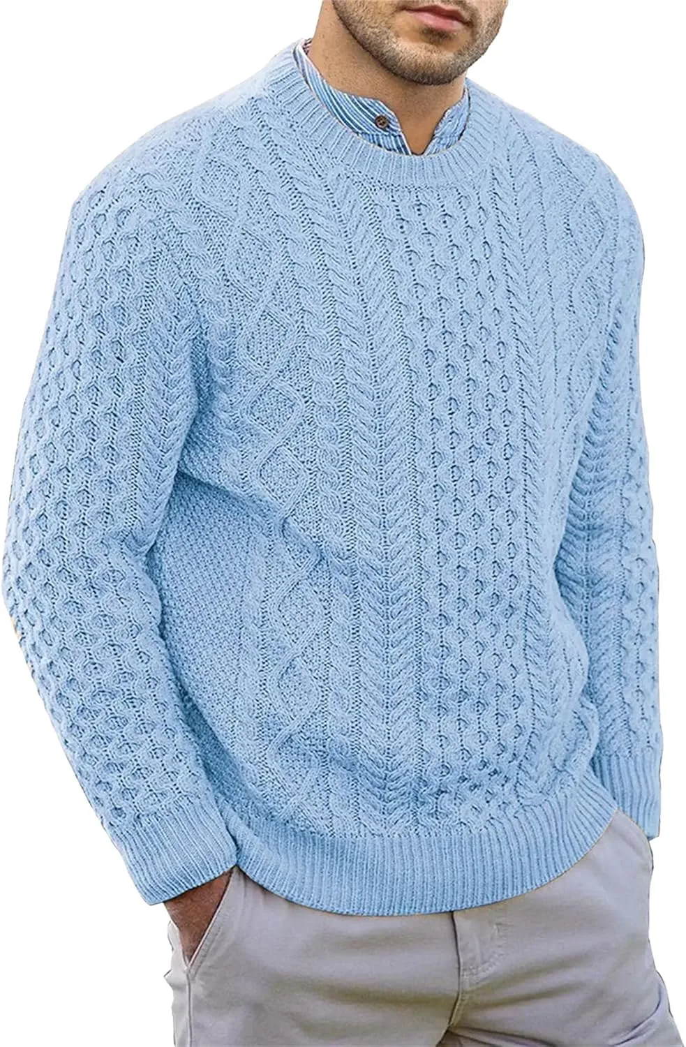 Мужской вязаный свитер с круглым вырезом и длинными рукавами Gsywaipei
Мужской вязаный свитер с круглым вырезом и длинными рукавами Gsywaipei