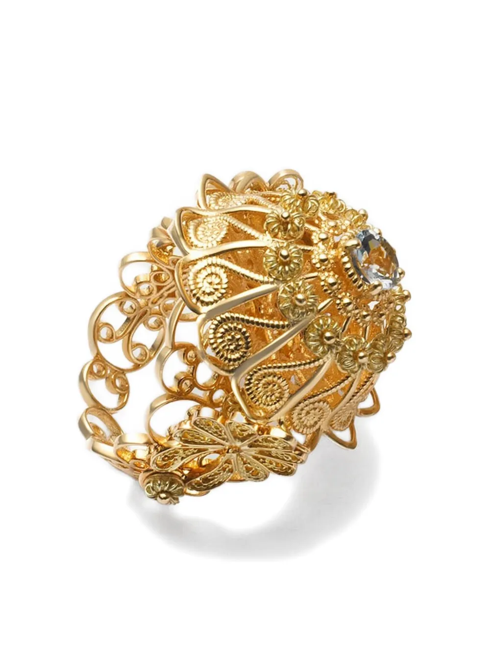 Кольцо из 18-каратного желтого золота с филигранным аквамарином DOLCE & GABBANA, золотой 
Кольцо из 18-каратного желтого золота с филигранным аквамарином DOLCE & GABBANA, золотой