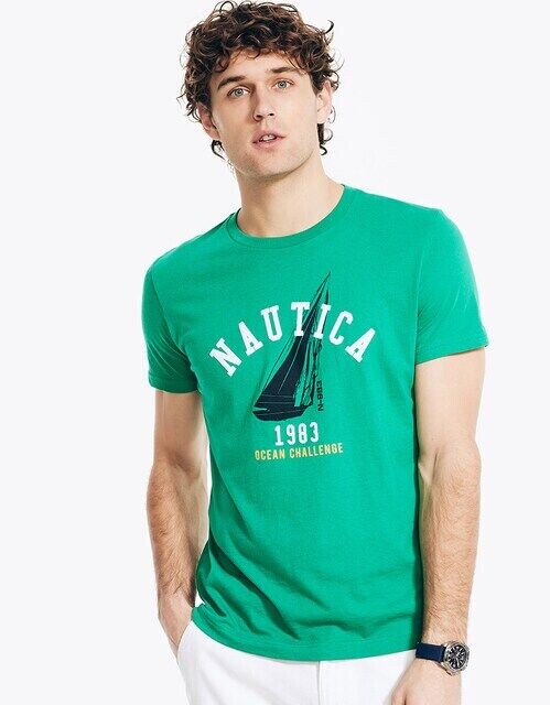 Мужская футболка с круглым вырезом и коротким рукавом Nautica, зеленый
Мужская футболка с круглым вырезом и коротким рукавом Nautica, зеленый