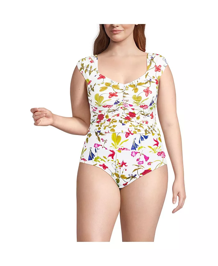 Топ среднего размера со складками и короткими рукавами больших размеров Lands' End, белый
Топ среднего размера со складками и короткими рукавами больших размеров Lands' End, белый