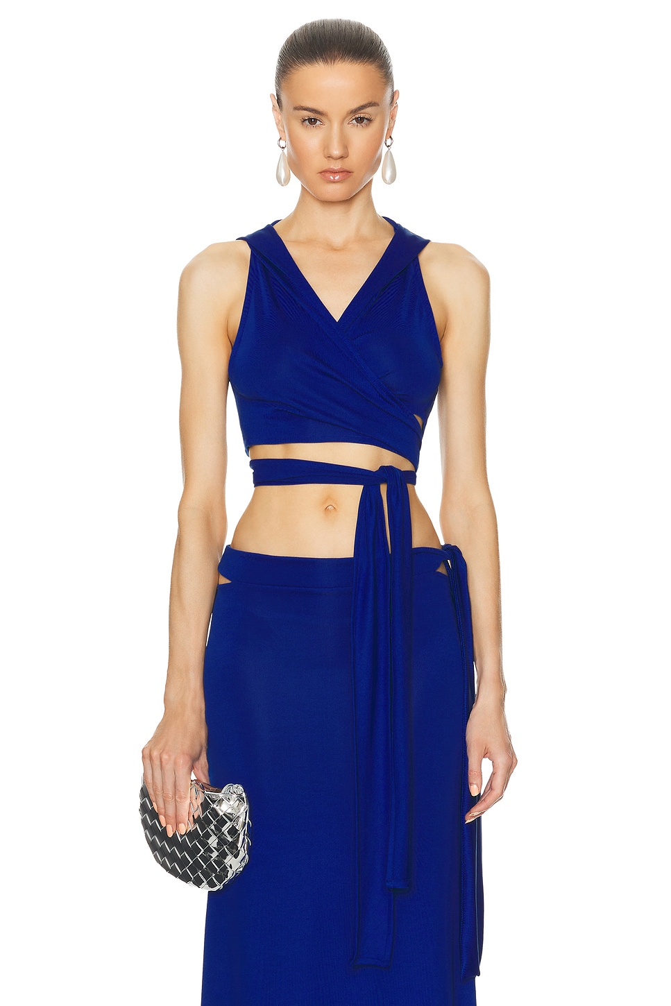 Укороченный топ с капюшоном Jade Cropper, синий 
Укороченный топ с капюшоном Jade Cropper, синий