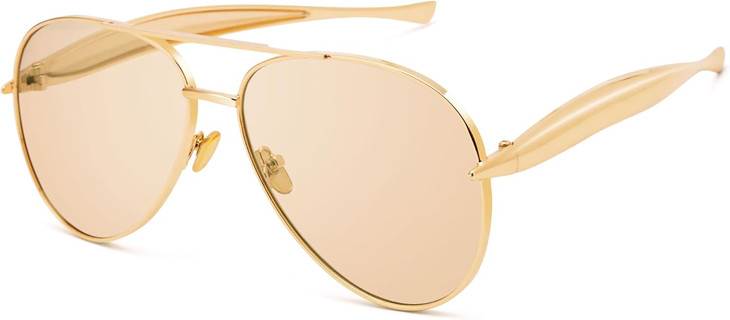Ретро-солнцезащитные очки-авиаторы для женщин и мужчин - большие винтажные солнцезащитные очки-авиаторы в стиле 70-х годов с золотистым металлическим покрытием GLARDEFE, A1 Gold / Champagne
Ретро-солнцезащитные очки-авиаторы для женщин и мужчин - большие винтажные солнцезащитные очки-авиаторы в стиле 70-х годов с золотистым металлическим покрытием GLARDEFE, A1 Gold / Champagne