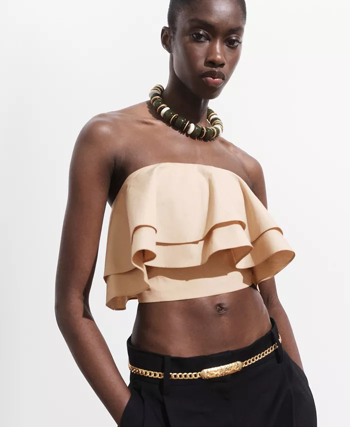 Женский топ без бретелек с оборками MANGO, коричневый/бежевый
Женский топ без бретелек с оборками MANGO, коричневый/бежевый