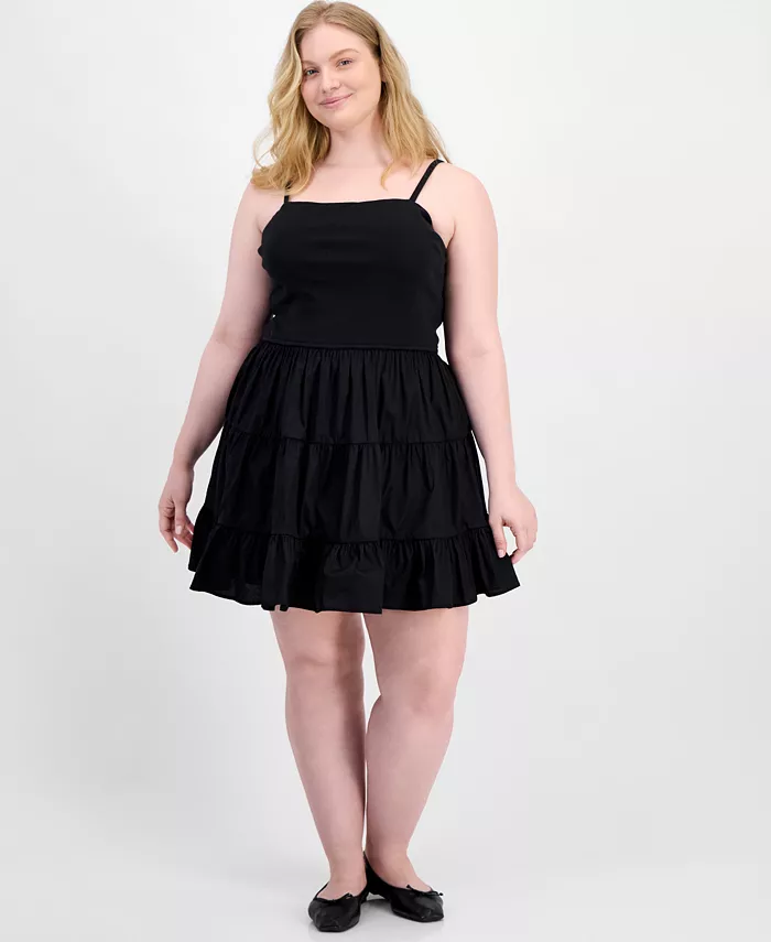 Модное бесшовное платье-мини с ярусами и пузырьками для полных Madden Girl, черный
Модное бесшовное платье-мини с ярусами и пузырьками для полных Madden Girl, черный