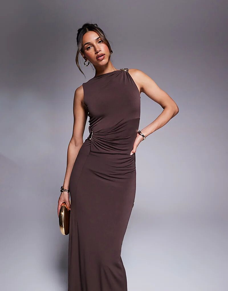 Платье миди шоколадного цвета с перекрученной фурнитурой от ASOS DESIGN
Платье миди шоколадного цвета с перекрученной фурнитурой от ASOS DESIGN