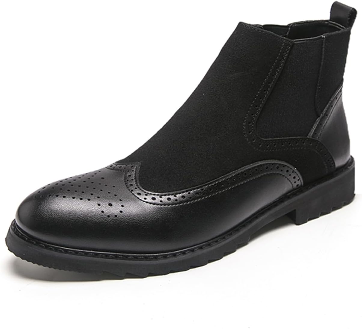 Мужские стильные ботинки Челси с крылышками, перфорированной кожей и замшевыми эластичными боковыми вставками Tengfeifly, черный
Мужские стильные ботинки Челси с крылышками, перфорированной кожей и замшевыми эластичными боковыми вставками Tengfeifly, черный