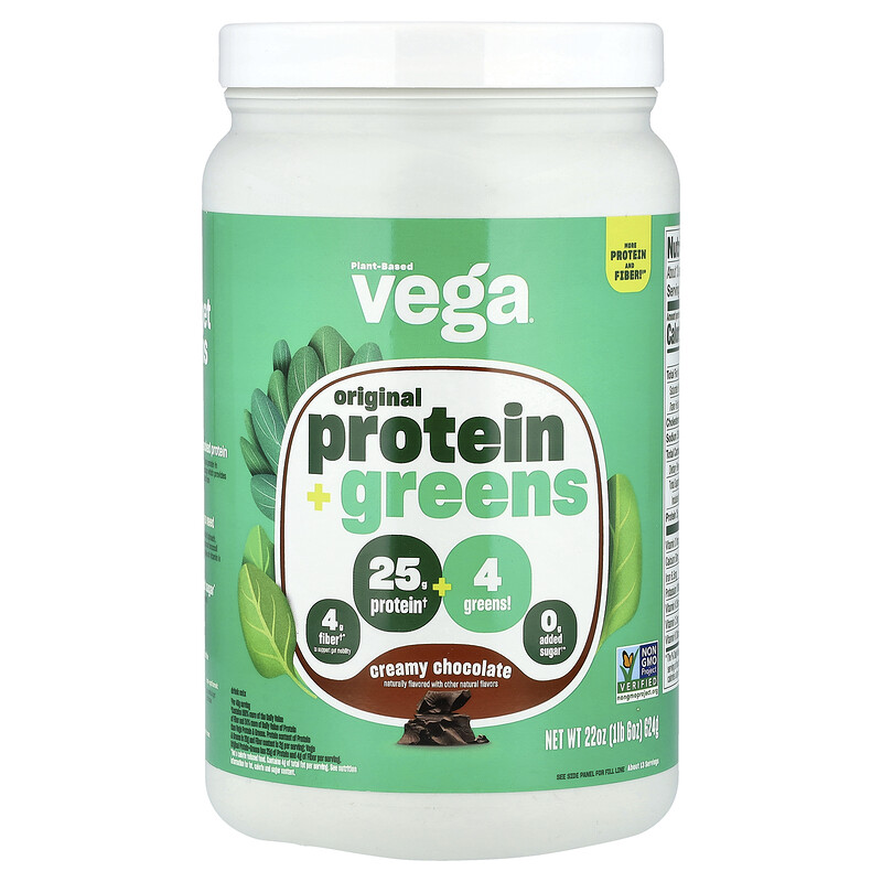 Vega, Original Protein + Greens, сливочный шоколад, 624 г (1 фунт 6 унций)
Vega, Original Protein + Greens, сливочный шоколад, 624 г (1 фунт 6 унций)