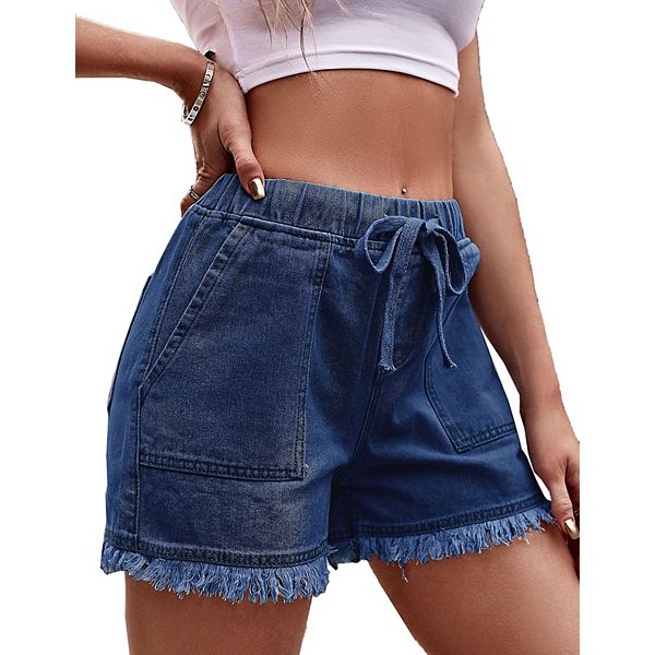 Женские джинсовые шорты с эластичным поясом, мешковатые, легкие, со шнурком и карманами Xuba, Dark Blue
Женские джинсовые шорты с эластичным поясом, мешковатые, легкие, со шнурком и карманами Xuba, Dark Blue