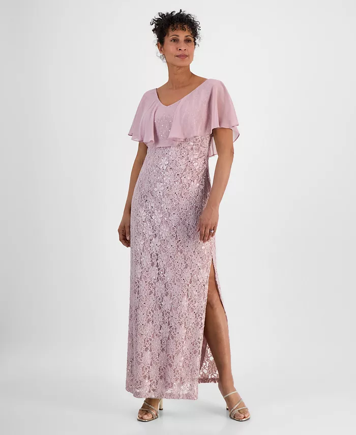 Платье с кружевной шифоновой накидкой и пайетками Connected, фиолетовый
Платье с кружевной шифоновой накидкой и пайетками Connected, фиолетовый